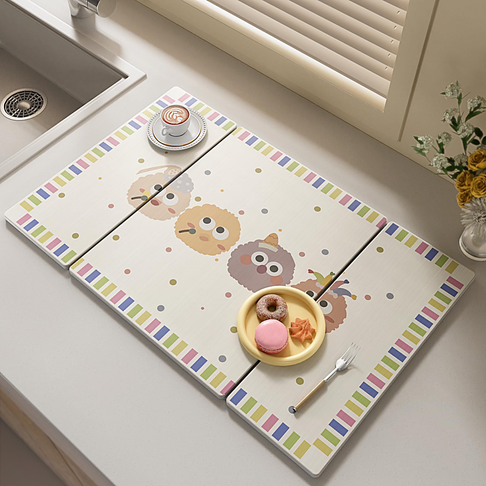 2PCS Stone Drying Mat for Kitchen Counter, Stone Dish Drying Mat - Diatomite Water Absorbing Drying Stone for Kitchen Counter Mat, Quick Dry Stone Mat Kitchen for Cups Dishes Bottles.