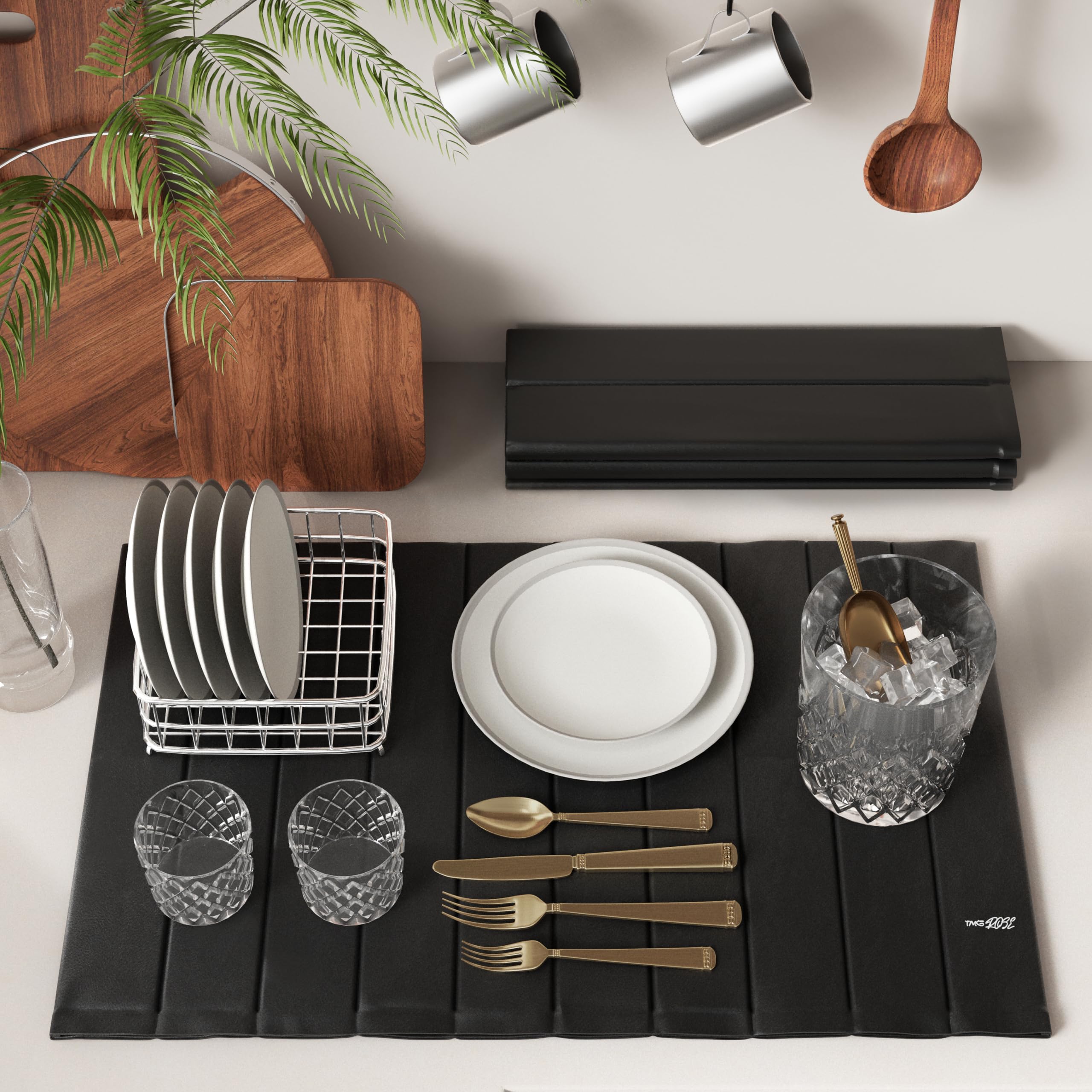 2PCS Stone Drying Mat for Kitchen Counter, Stone Dish Drying Mat - Diatomite Water Absorbing Drying Stone for Kitchen Counter Mat, Quick Dry Stone Mat Kitchen for Cups Dishes Bottles.