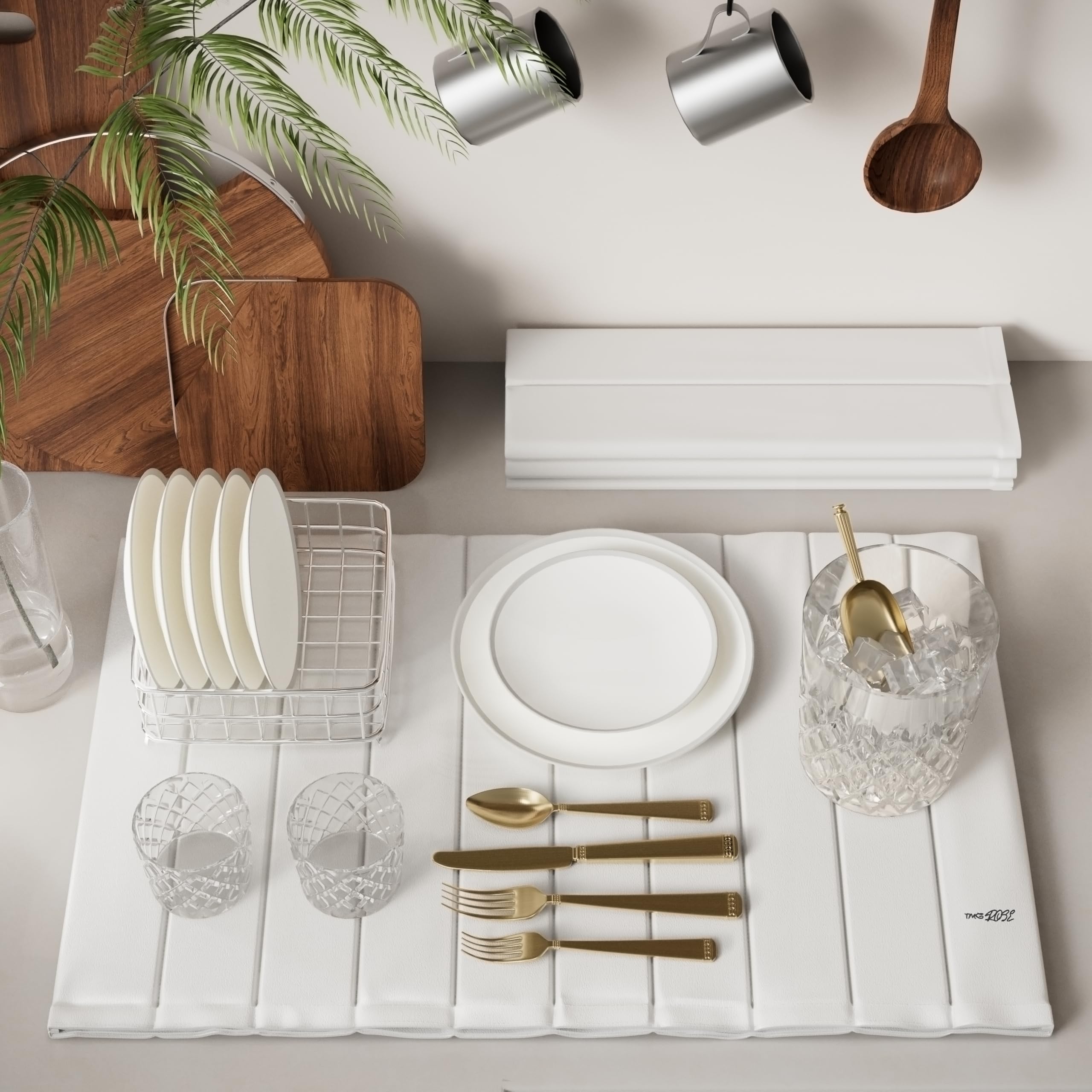 2PCS Stone Drying Mat for Kitchen Counter, Stone Dish Drying Mat - Diatomite Water Absorbing Drying Stone for Kitchen Counter Mat, Quick Dry Stone Mat Kitchen for Cups Dishes Bottles.