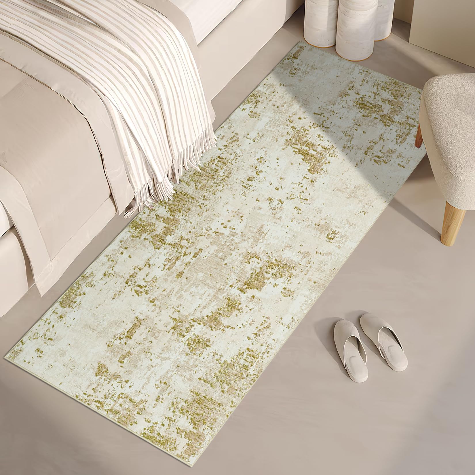 5x7 Modern Abstract Faux Wool Rug Ultra-Soft Low Pile Accent Rug Stain Resistant Carpet Machine Washable for Bedroom with Non Slip Backing, Navy