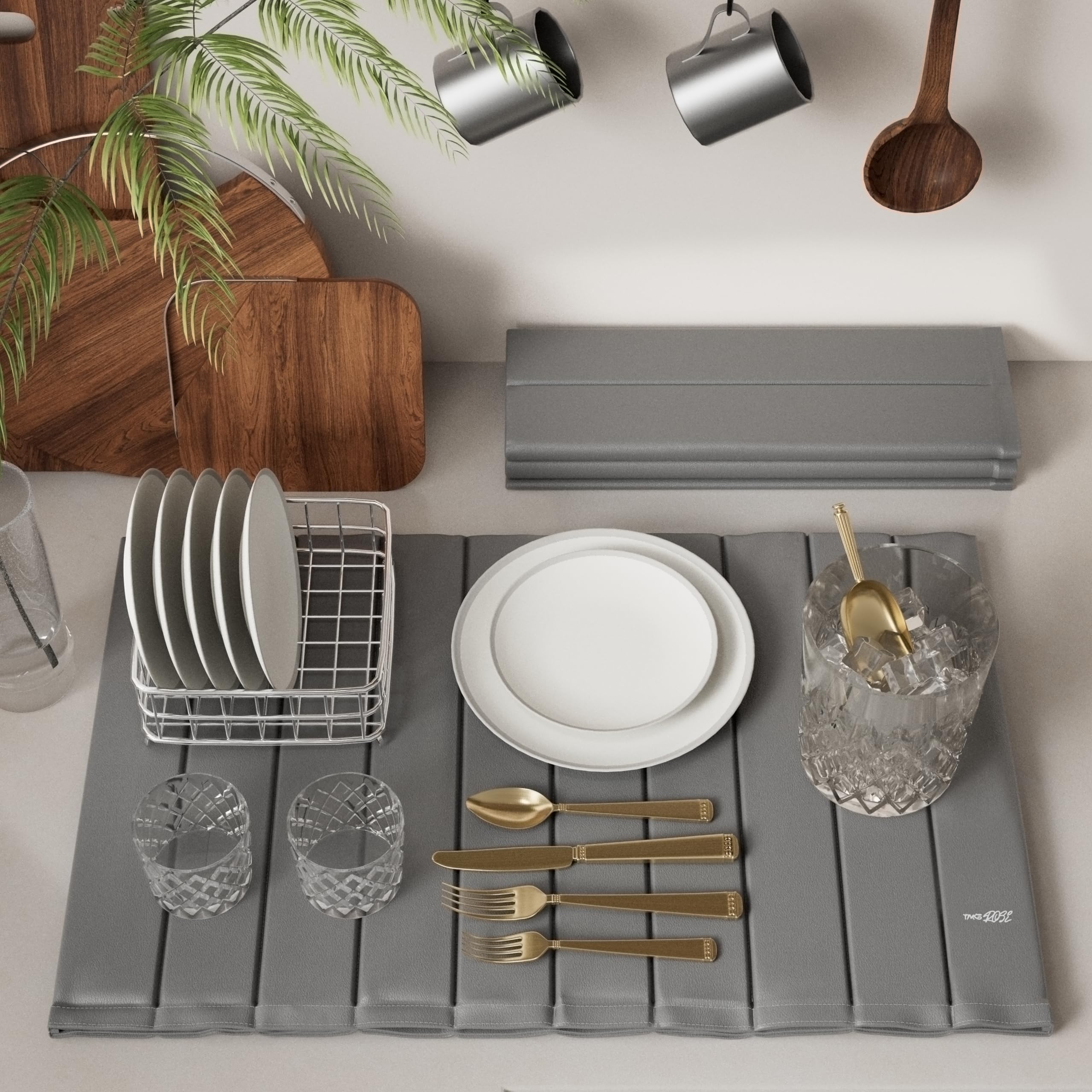 2PCS Stone Drying Mat for Kitchen Counter, Stone Dish Drying Mat - Diatomite Water Absorbing Drying Stone for Kitchen Counter Mat, Quick Dry Stone Mat Kitchen for Cups Dishes Bottles.